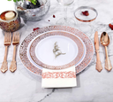 VAISSELLE LAVABLE ROSE GOLD AVEC SERVIETTES 175PCES