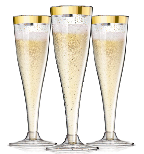 VERRES FLUTES  135ML DORE/ROSE GOLD PQT DE 10