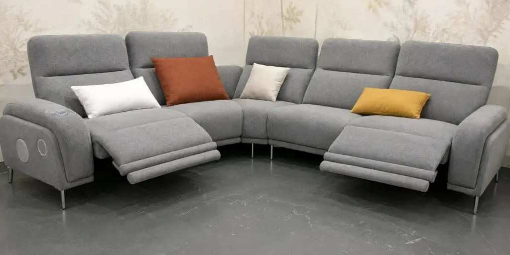 SALON 3.80MX2.2M TISSU GRIS AVEC FONCTION