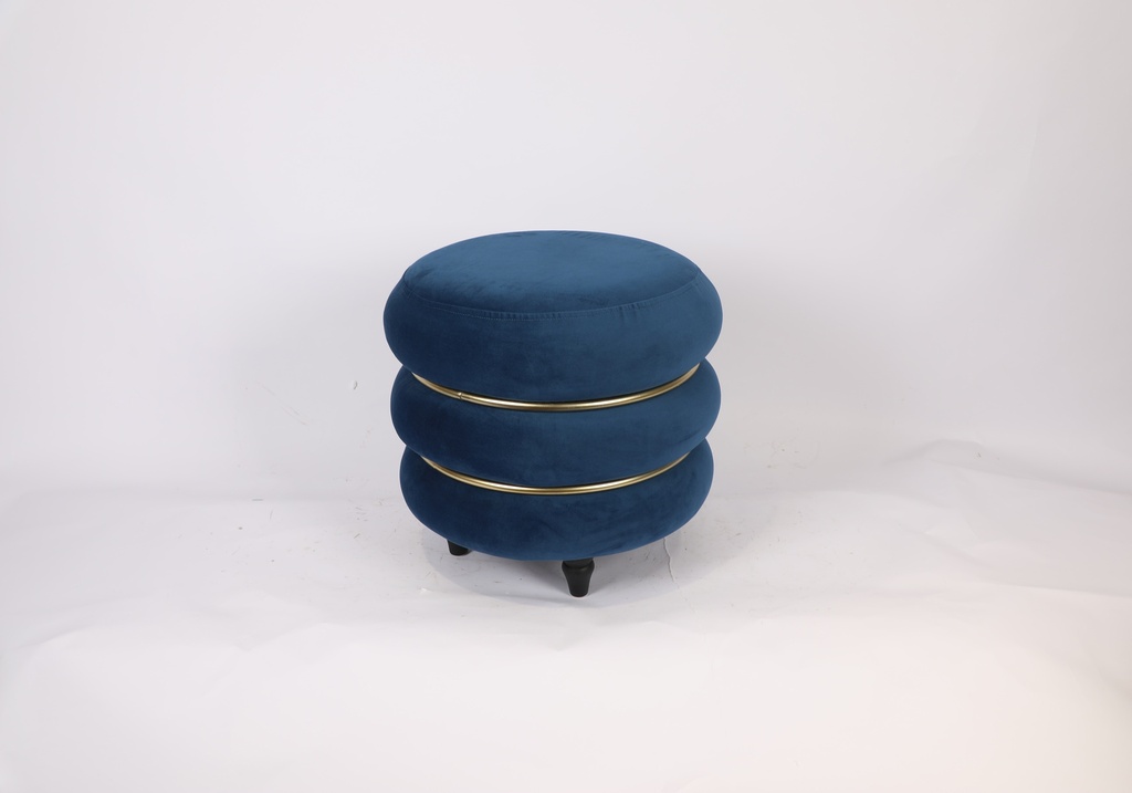 POUF VELOURS BLEU