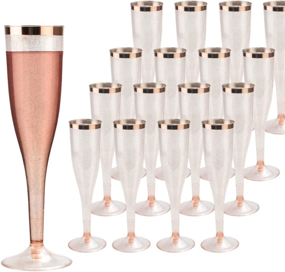 VERRES FLUTES  135ML DORE/ROSE GOLD PQT DE 10