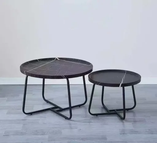 TABLE BASSE /2 CIGOGNE 500X500X380   700X700X430 M03 NOIR