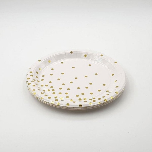 10 assiettes assortis avec pois( blanc/or  blanc /arg  blanc/gold  jaune/or  rouge/or)  17cm
