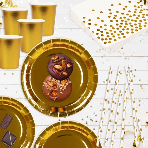 20 serv de table assortis avec pois DIVERS( blanc/or  blanc /arg  blanc/gold  jaune/or  rouge/or) 